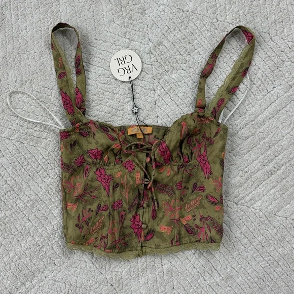 Floral Green and Pink Women's Top - Picture 2 of 4